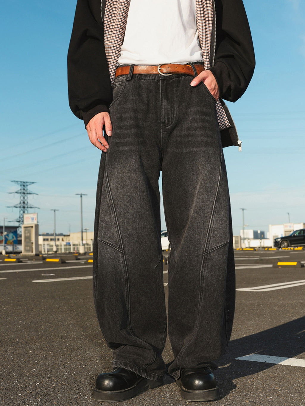 Sableau Malmo Panel Jeans - Onyx Black, worn on the street