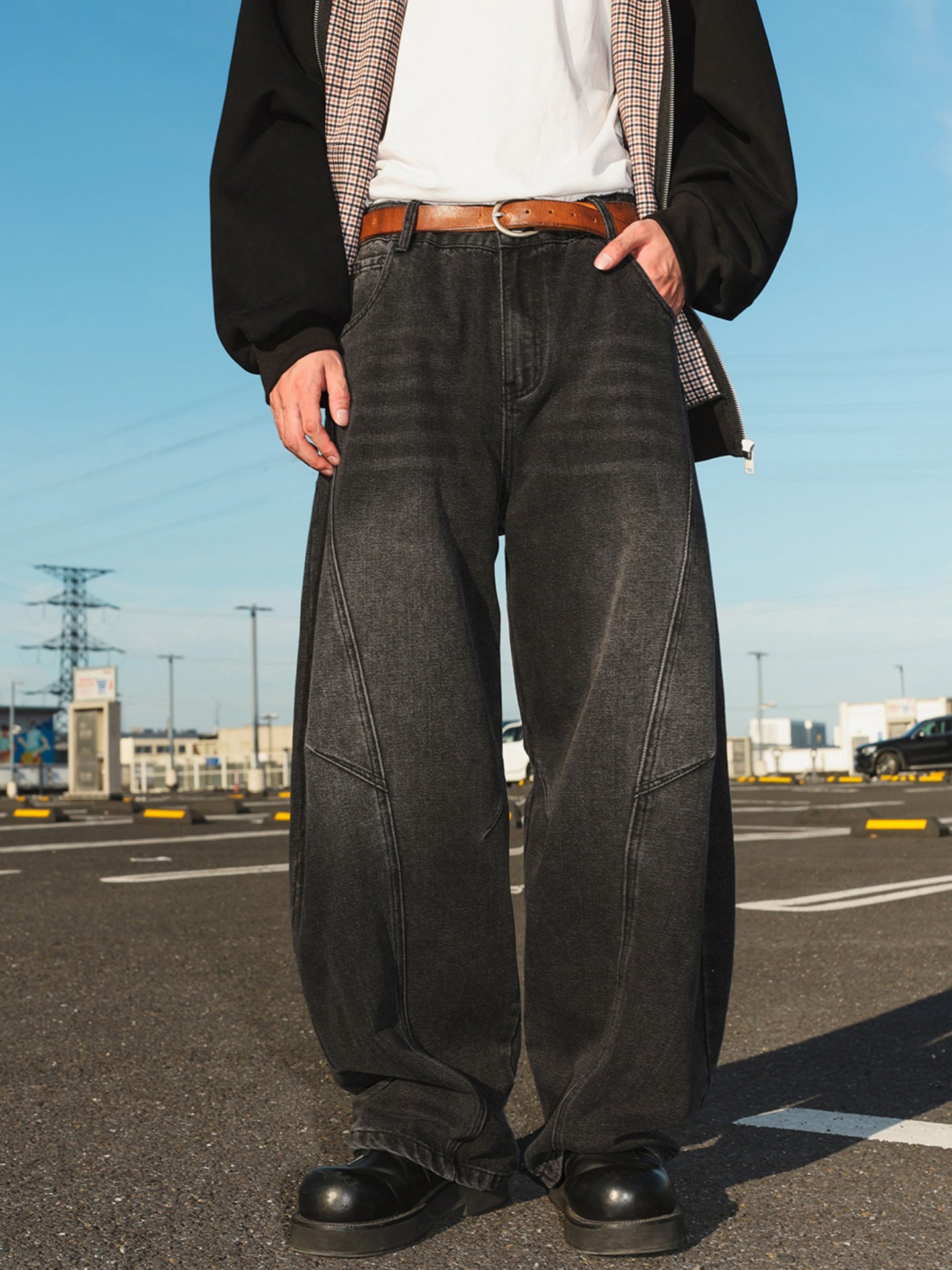 Sableau Malmo Panel Jeans - Onyx Black, worn on the street