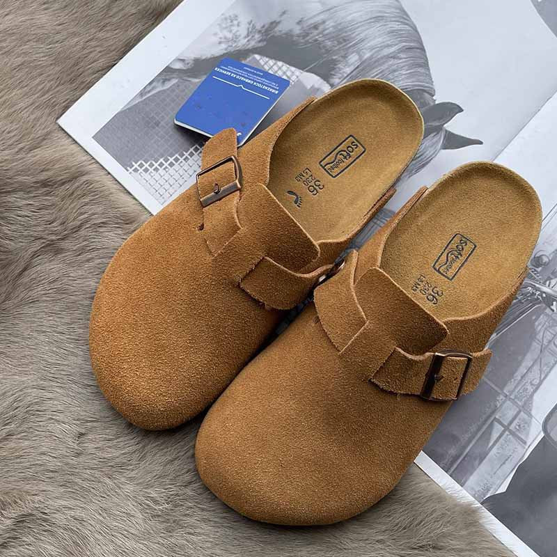 Sableau Clogs — tan suede pair