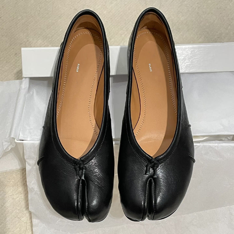 Split-Toe Leather Flats