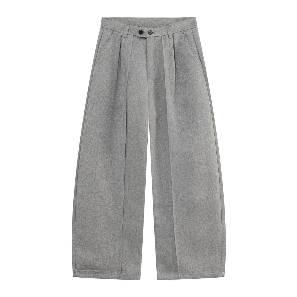 Sableau Norrmalm Pleated Trousers - Grey Melange, laid flat