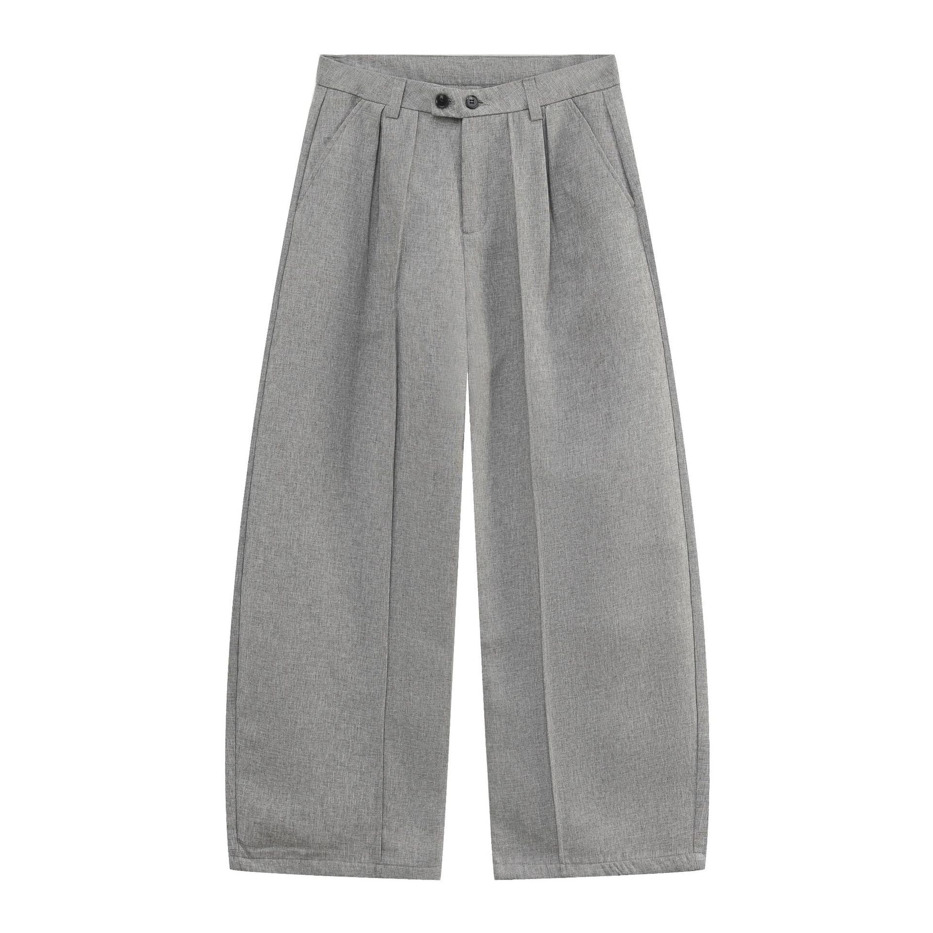 Sableau Norrmalm Pleated Trousers - Grey Melange, laid flat