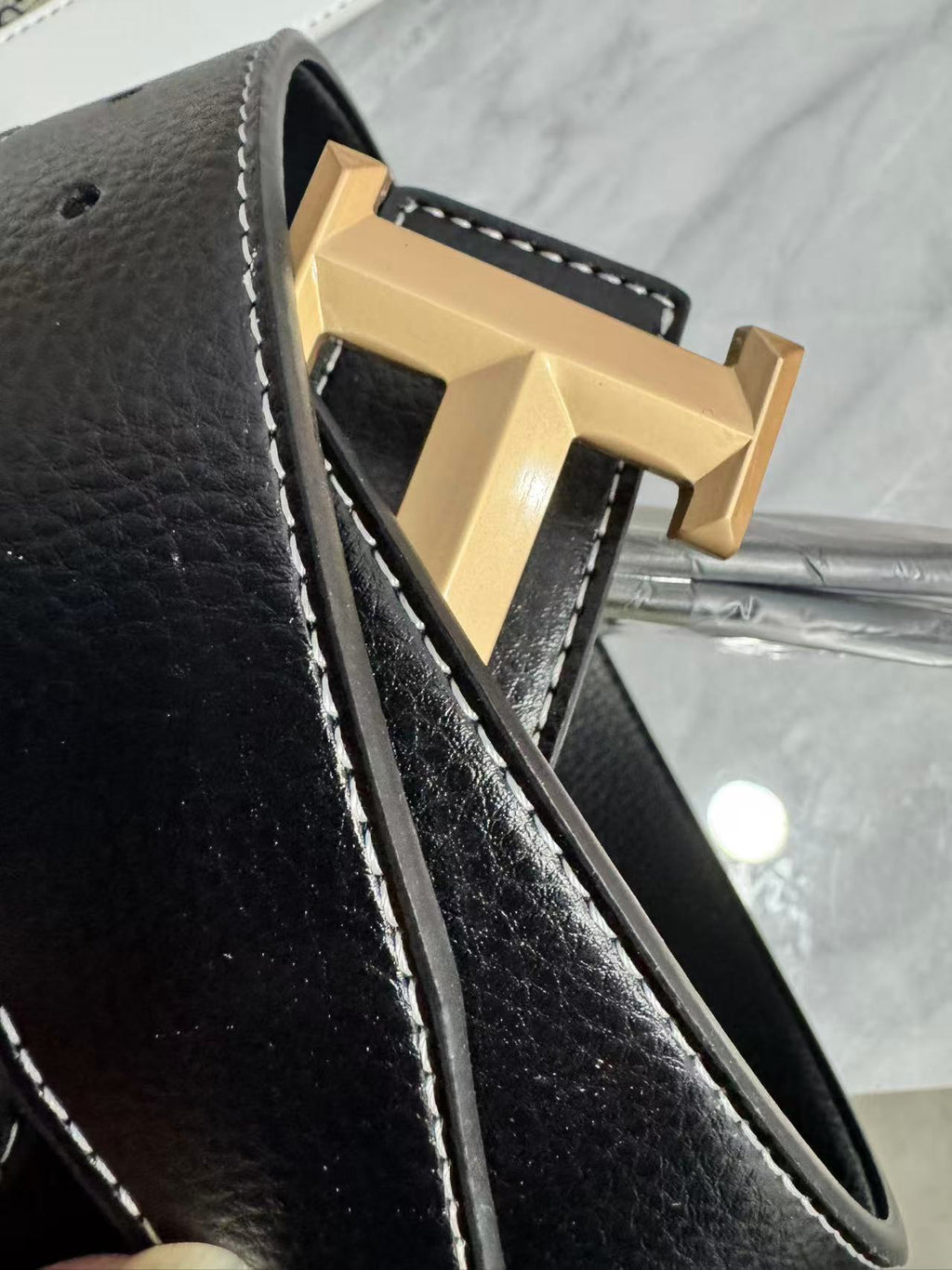 Sableau H Belt — Gold Buckle Set