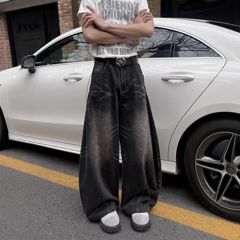 Sableau Oslo Wide-Leg Jeans - Faded Black, full length
