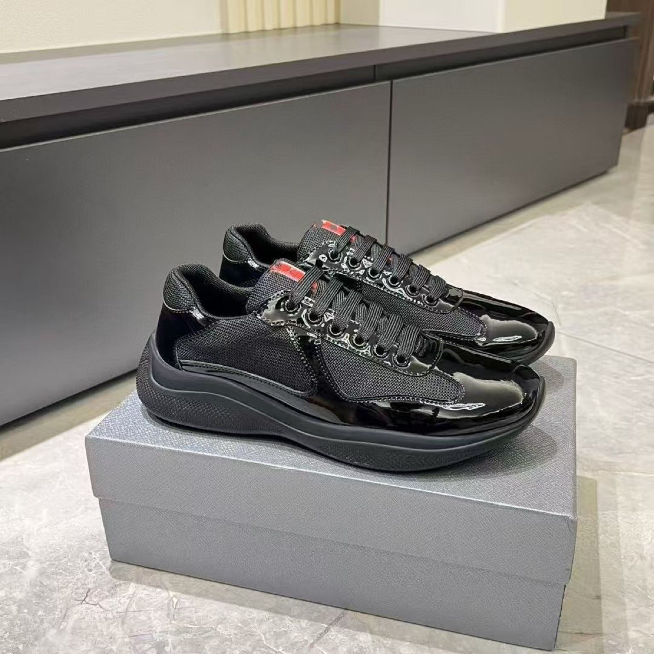 Sableau Cup Sneakers — black patent