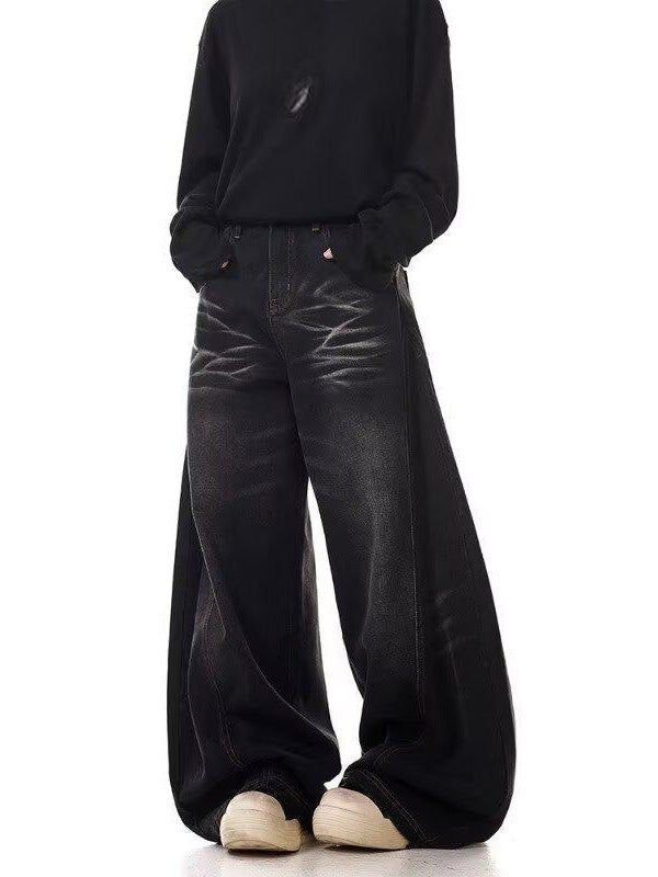 Sableau Oslo Wide-Leg Jeans - Faded Black, front