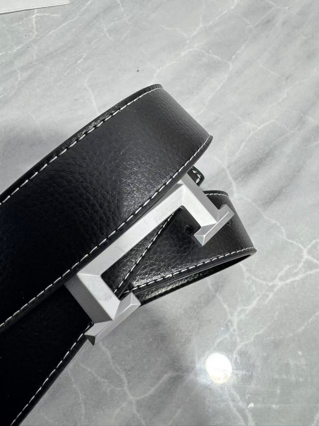 Sableau H Belt — Silver Buckle Set