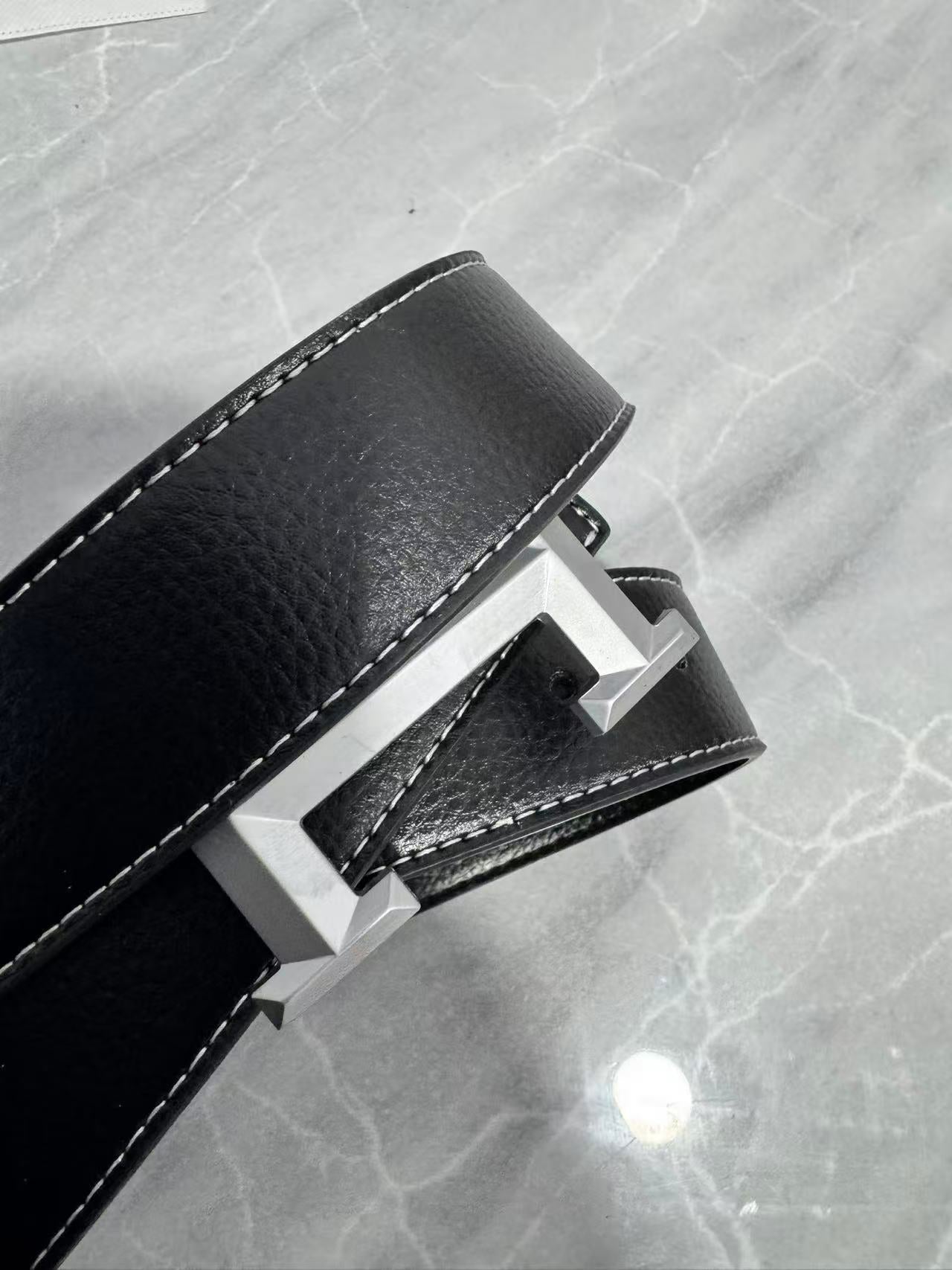 Sableau H Belt — Silver Buckle Set