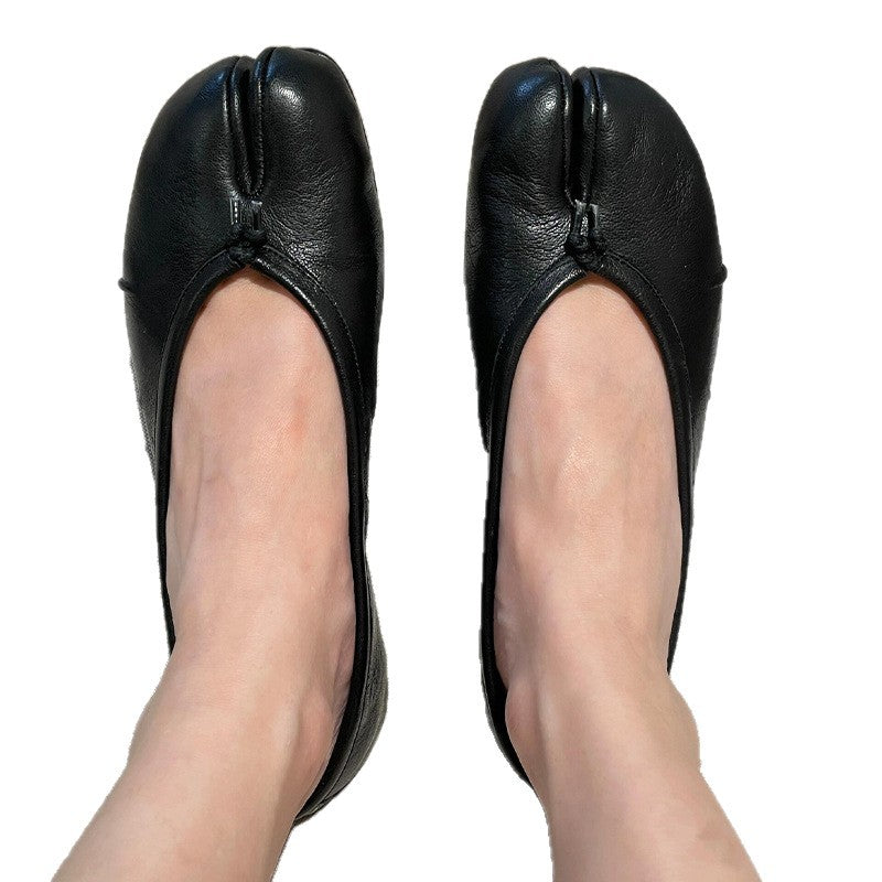 Split-Toe Leather Flats