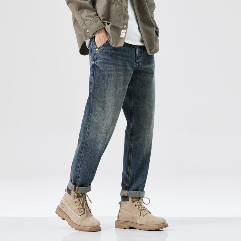 Sableau Copenhagen Cotton Jeans - Vintage Indigo, cuffed hem