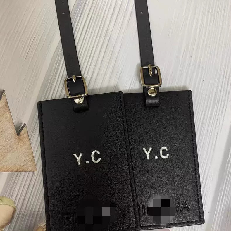 Sableau Boarding Pass Luggage Tag, buckled strap and stamped initials
