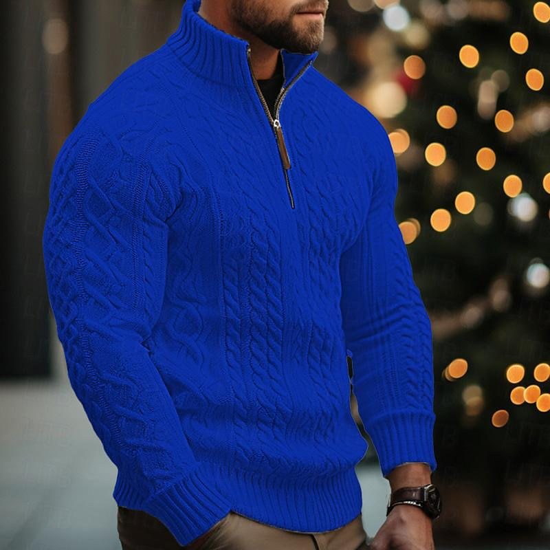 Sableau Cable Half-Zip Knit - Blue