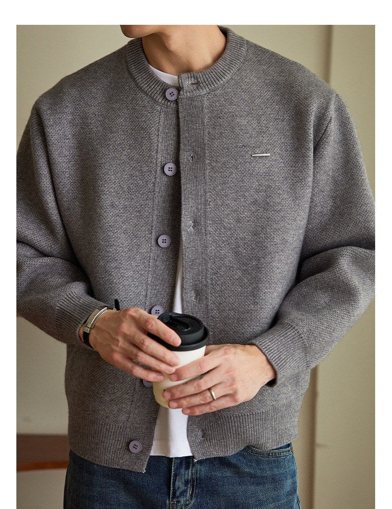 Sableau Collarless Wool-Feel Jacket in Grey