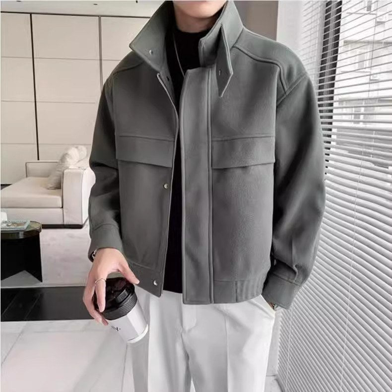 Sableau Wool-Blend Zip Jacket in Black