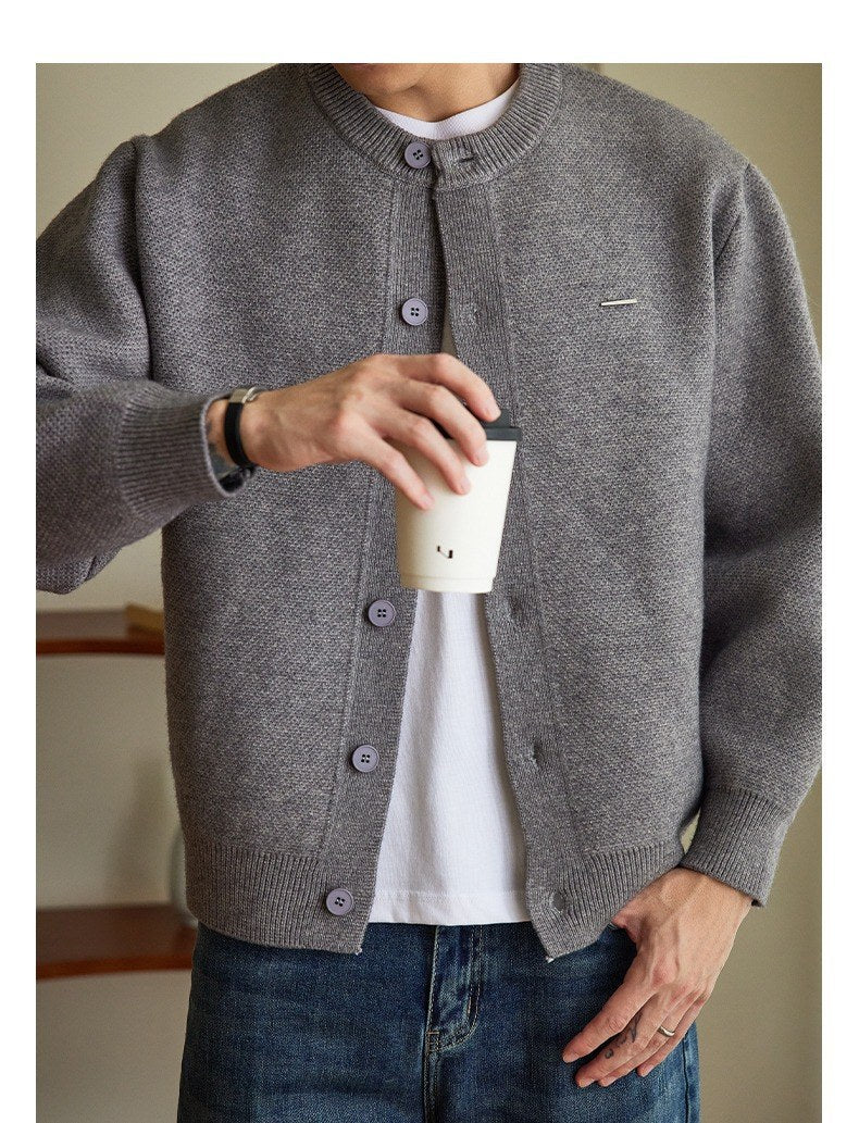 Sableau Collarless Wool-Feel Jacket in Grey