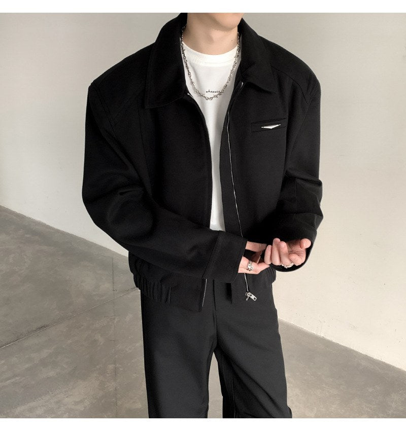 Sableau Wool-Blend Harrington in Black