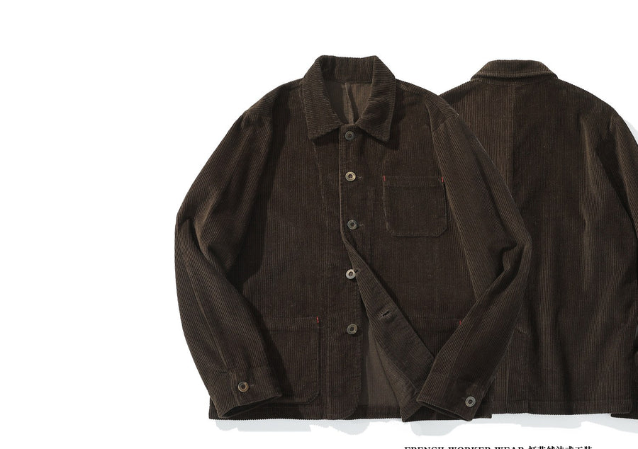 Sableau Corduroy Chore Jacket in Brown