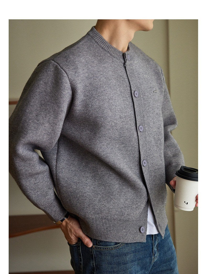 Sableau Collarless Wool-Feel Jacket in Grey