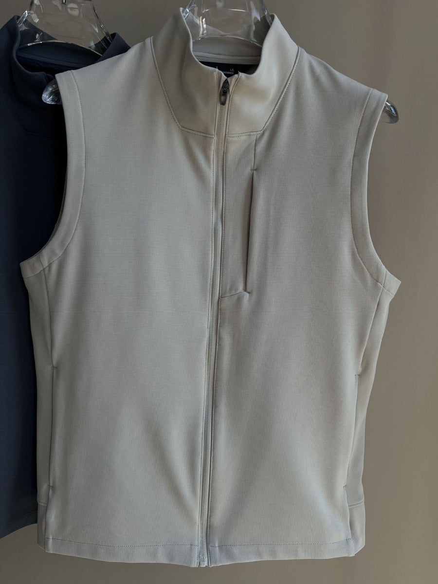 Sableau Stand-Collar Zip Gilet in Stone