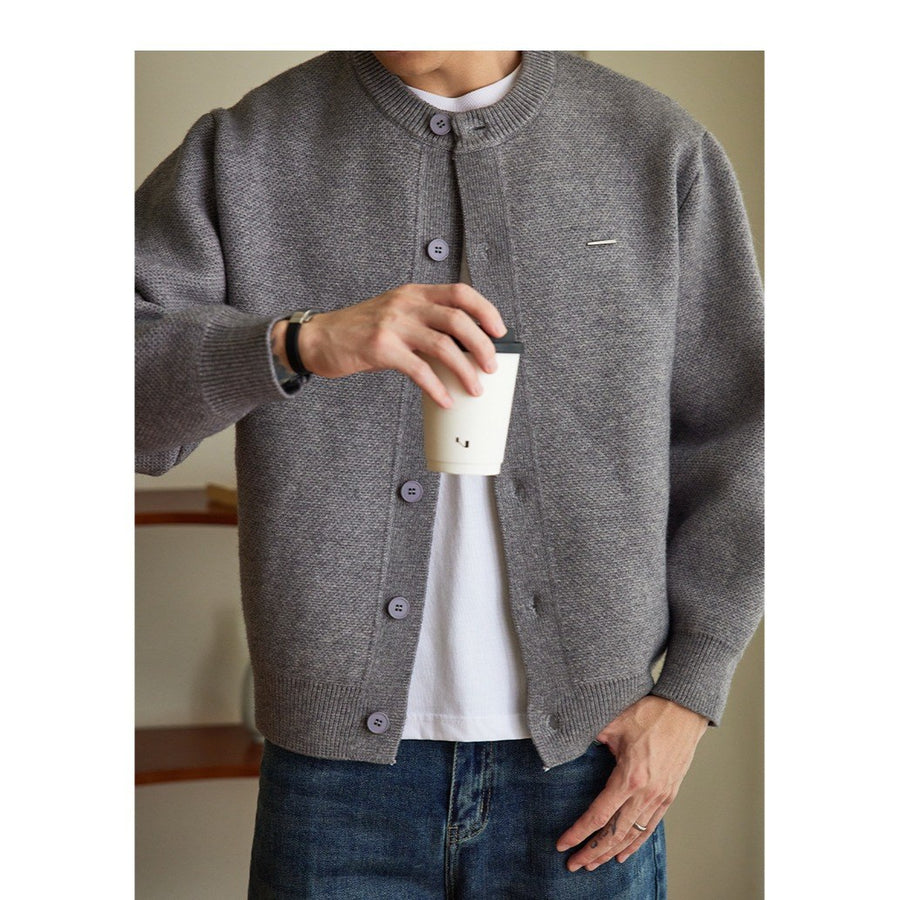 Sableau Collarless Wool-Feel Jacket in Grey