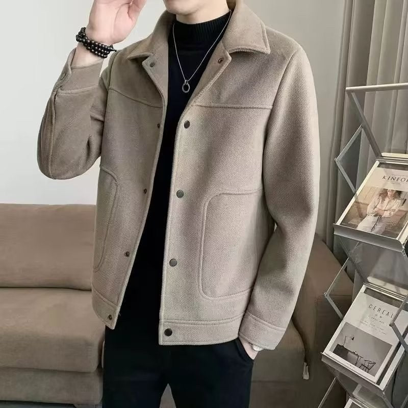 Sableau Wool-Blend Trucker Jacket in Camel