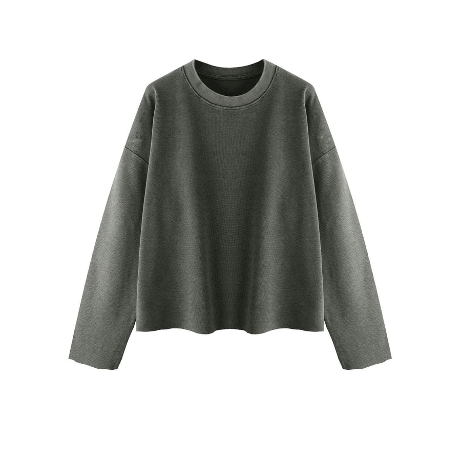 Sableau Washed Waffle Long Sleeve in Army Green
