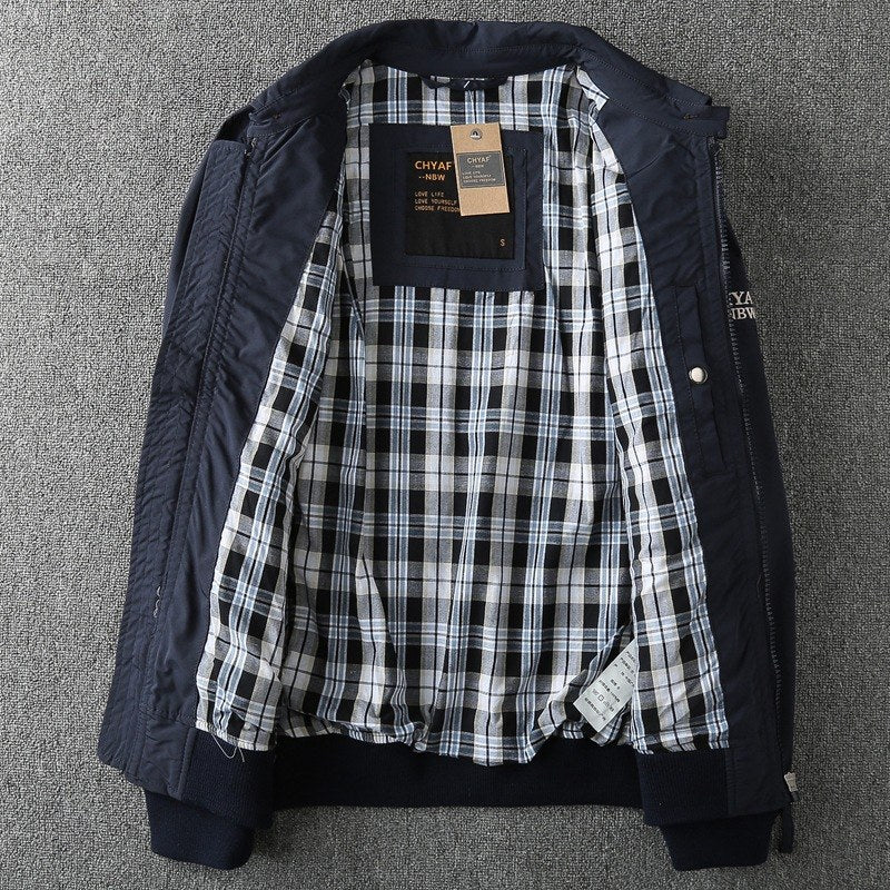 Sableau Check-Lined Harrington in Navy