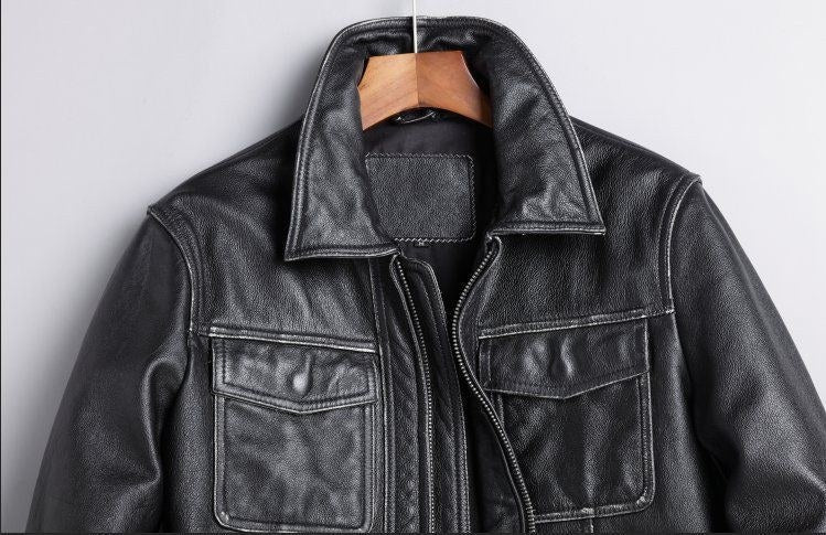 Sableau Leather Shirt Jacket in Black