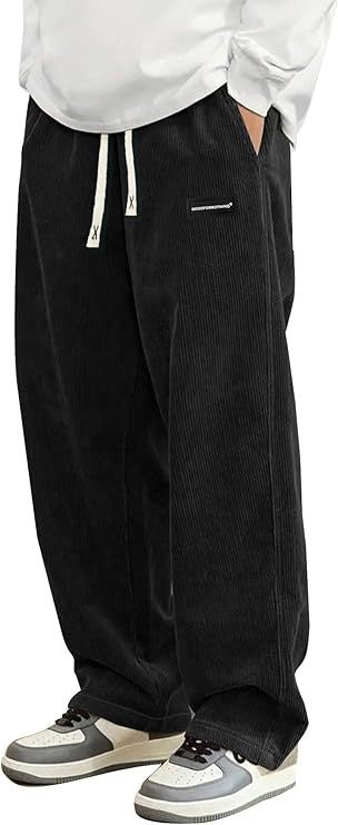 Sableau Corduroy Drawstring Trousers in Black