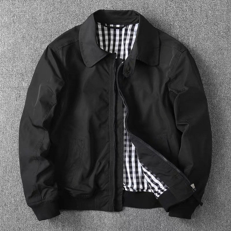 Sableau Check-Lined Harrington in Black