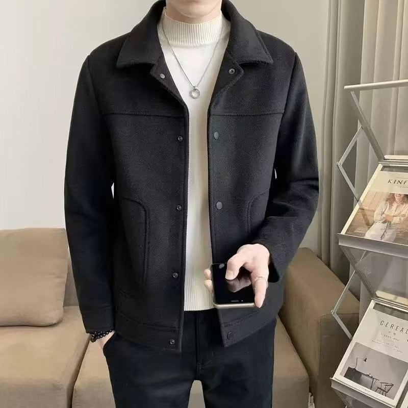 Sableau Wool-Blend Trucker Jacket in Black
