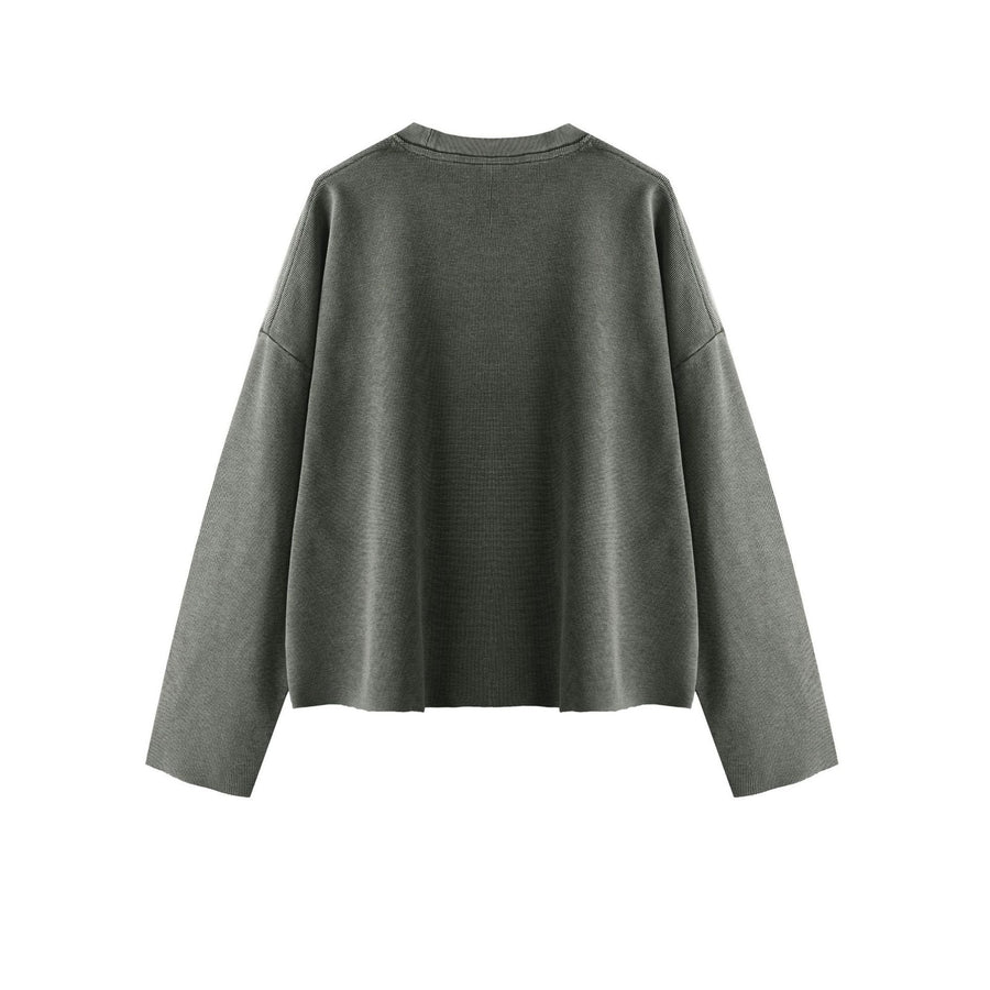 Sableau Washed Waffle Long Sleeve in Army Green