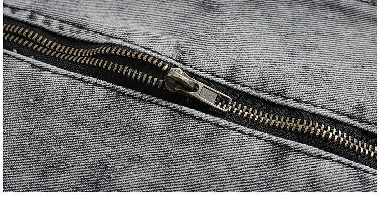 Sableau Acid-Wash Denim Zip Jacket in Grey