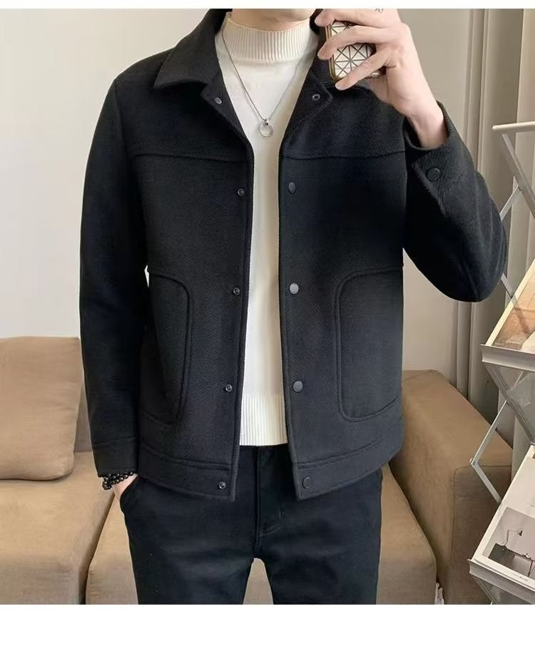 Sableau Wool-Blend Trucker Jacket in Black