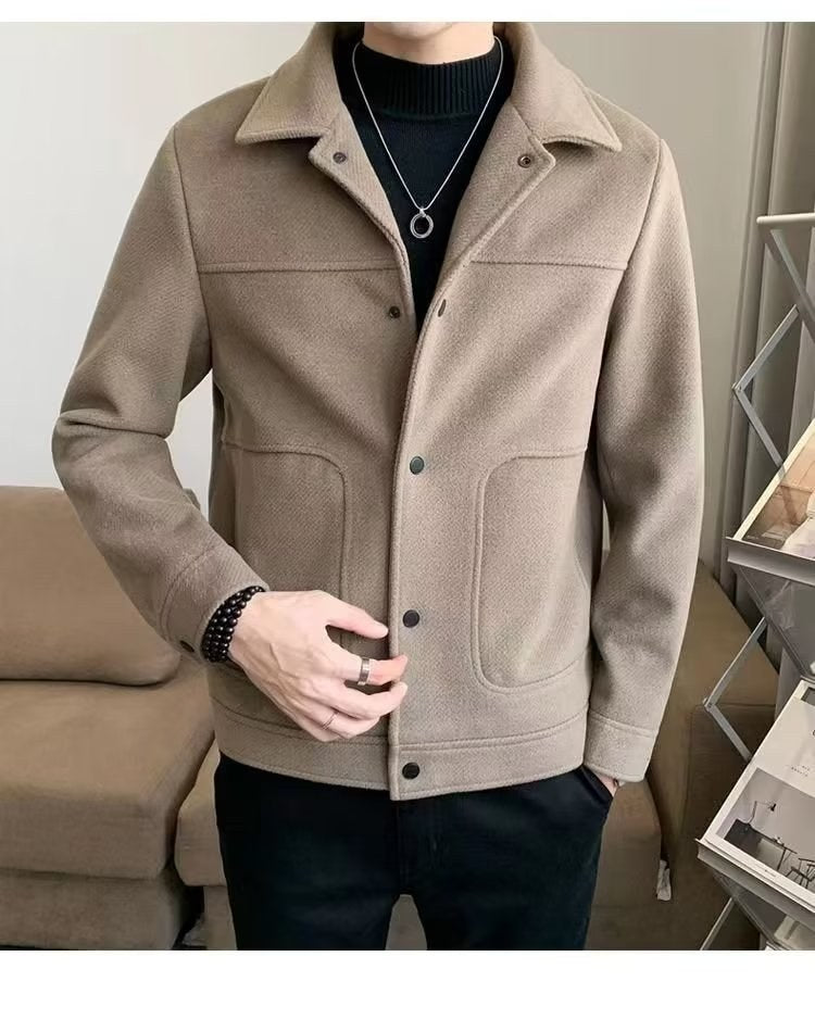 Sableau Wool-Blend Trucker Jacket in Camel