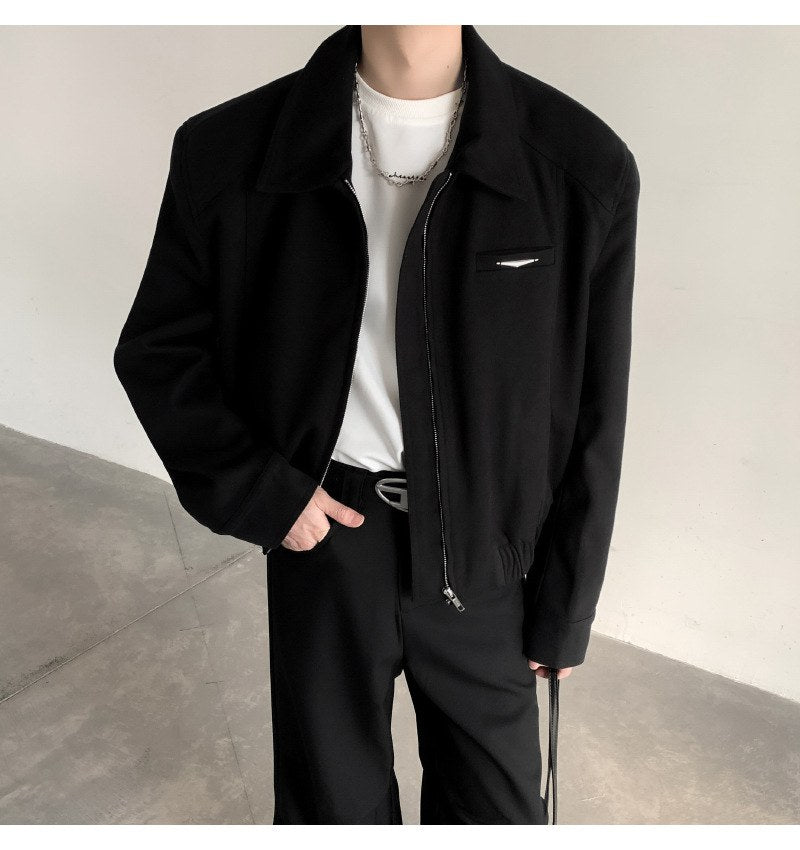 Sableau Wool-Blend Harrington in Black