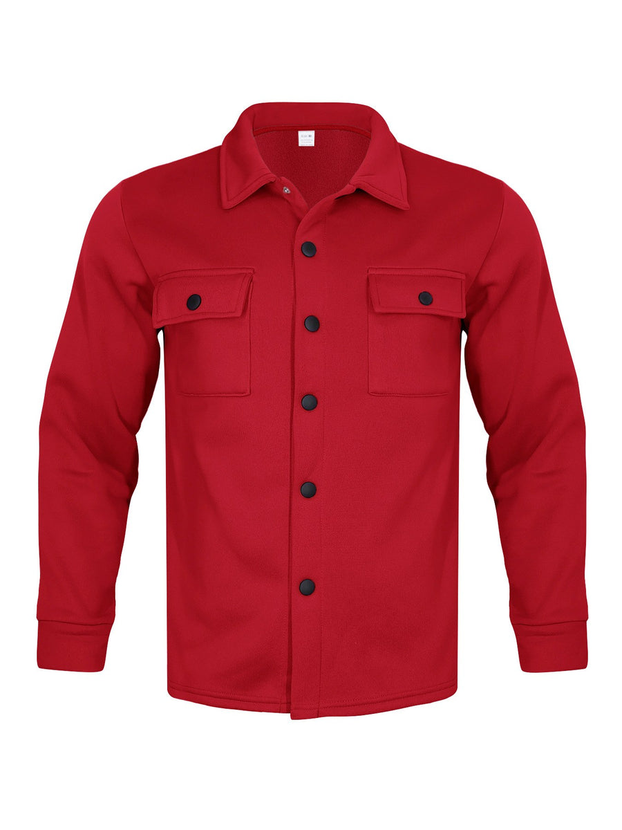 Sableau Brushed Overshirt Jacket in Red