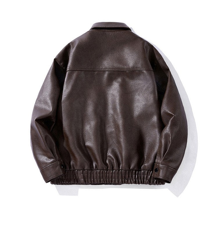 Sableau Oversized Leather-Look Jacket in Coffee