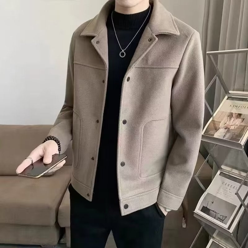 Sableau Wool-Blend Trucker Jacket in Camel