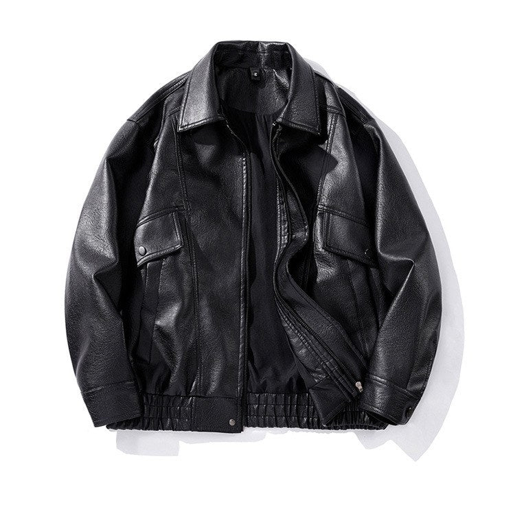 Sableau Oversized Leather-Look Jacket in Black