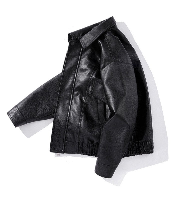 Sableau Oversized Leather-Look Jacket in Black