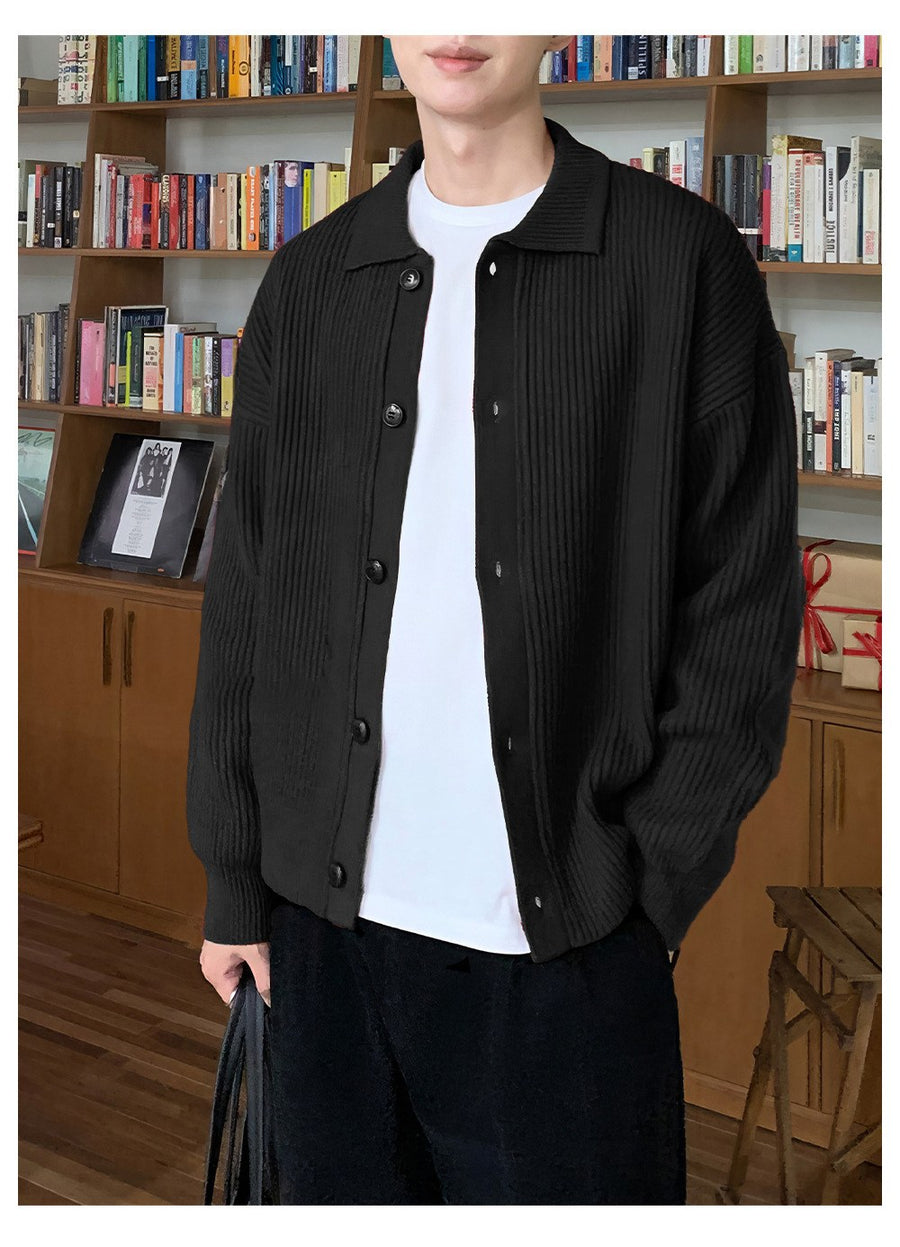 Sableau Ribbed Cardigan Shirt in Black