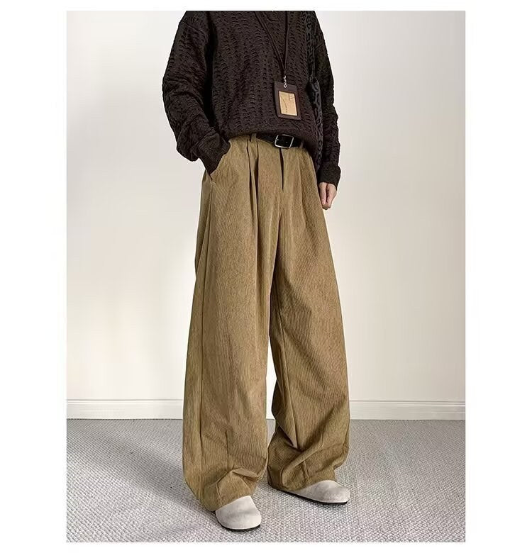 Sableau Corduroy Wide Trousers in Khaki