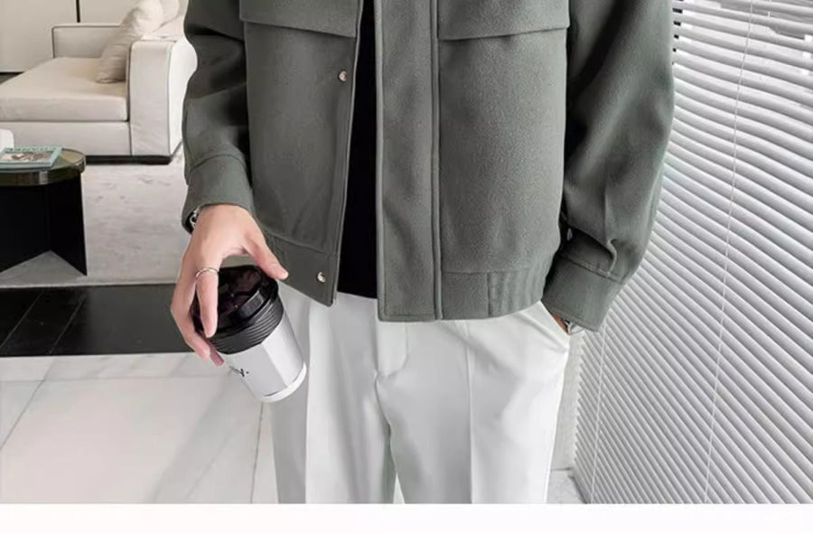 Sableau Wool-Blend Zip Jacket in Green