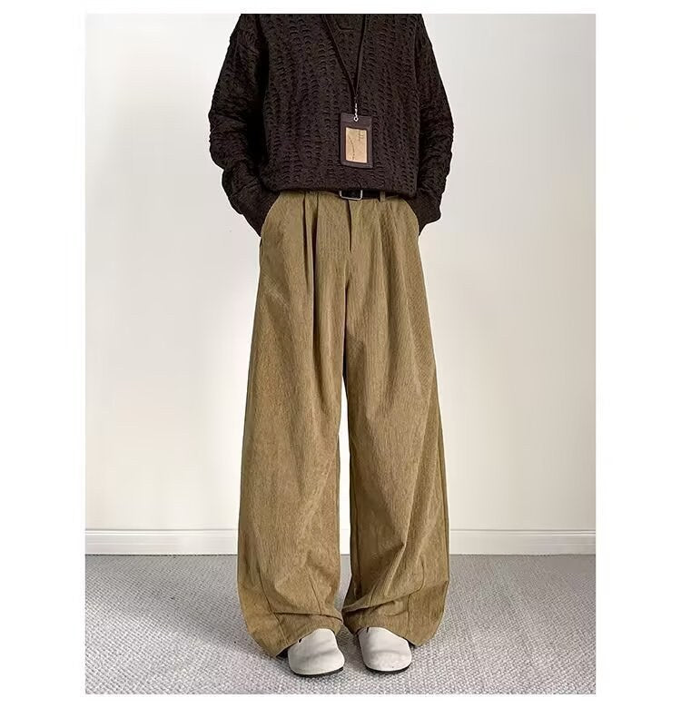 Sableau Corduroy Wide Trousers in Khaki