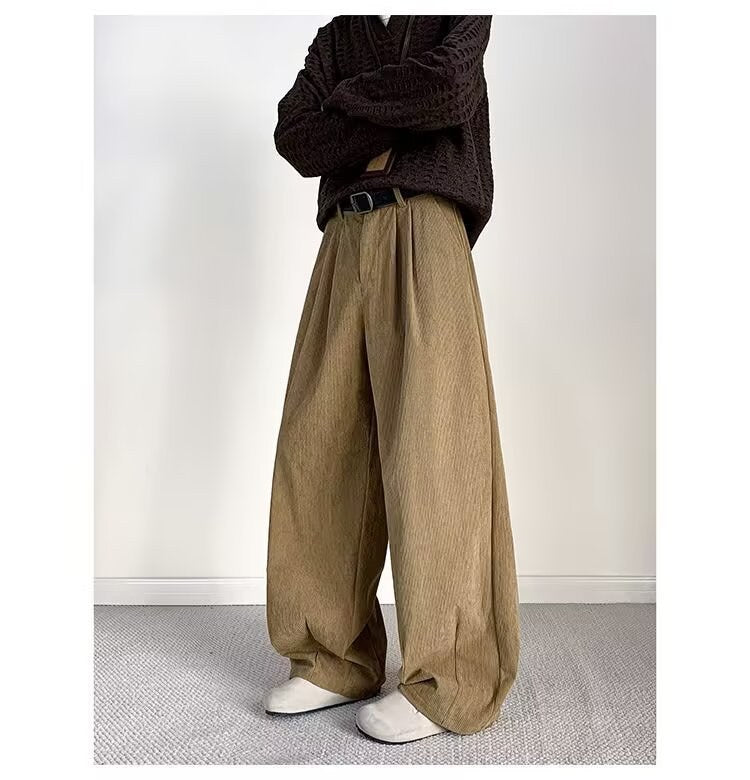 Sableau Corduroy Wide Trousers in Khaki
