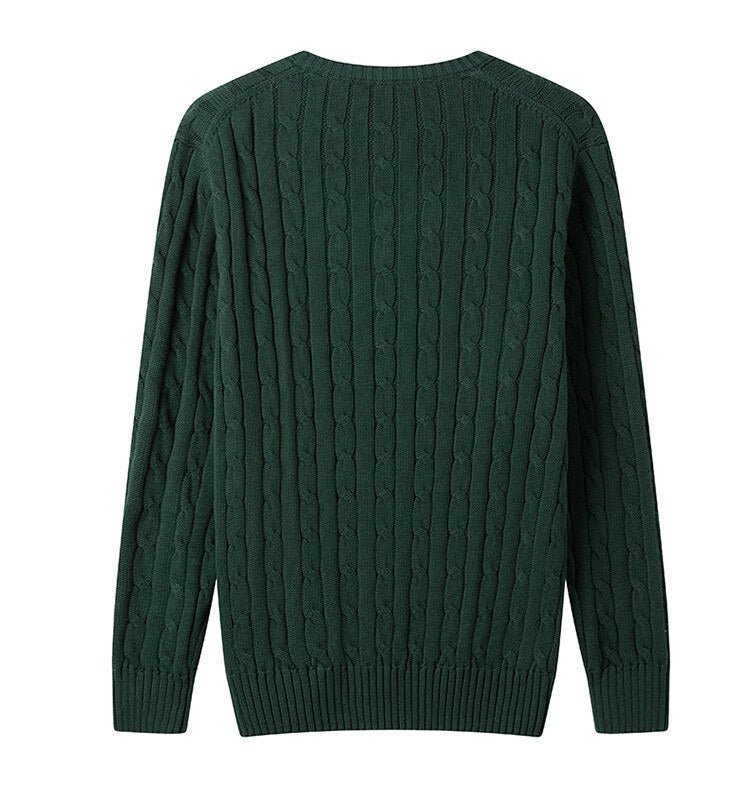 Sableau Cable V-Neck Knit in Green