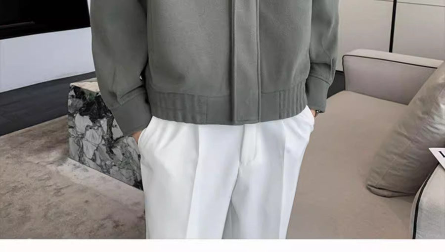 Sableau Wool-Blend Zip Jacket in Green
