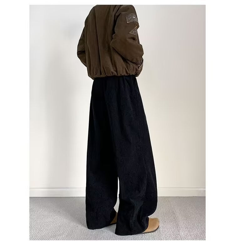 Sableau Corduroy Wide Trousers in Black
