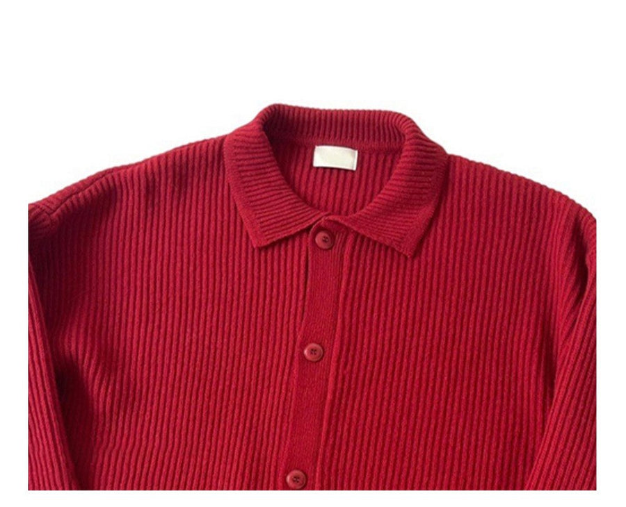Sableau Ribbed Cardigan Shirt in Red